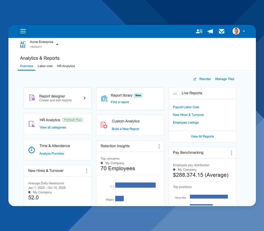 Paychex analytics and reporting dashboard