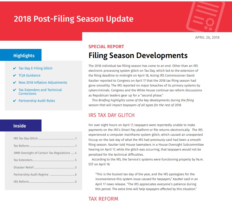 2018 Post-Filing Season Update