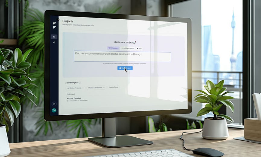 A HR manager uses AI-assisted recruiting tools to improve and streamline the hiring process