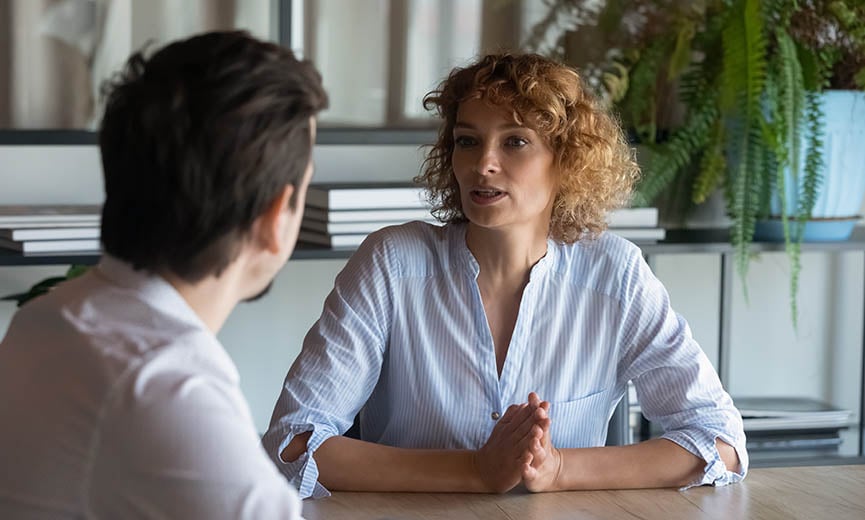a hr manager talks with an employee about termination of employment