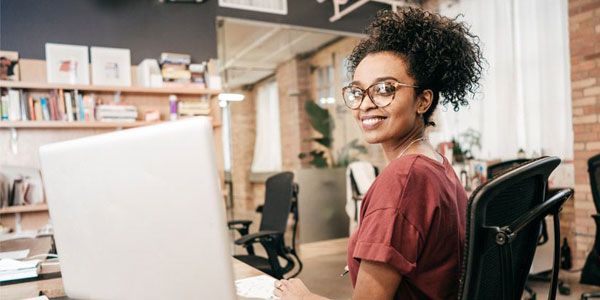 An employee working in an office