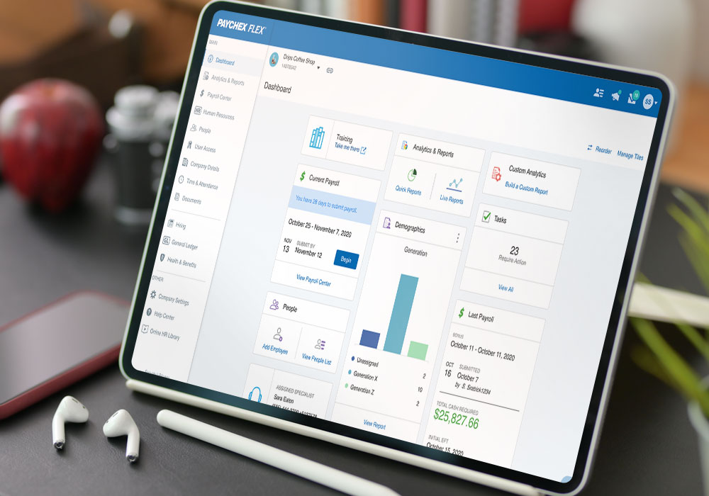 Looking at the Paychex Flex dashboard