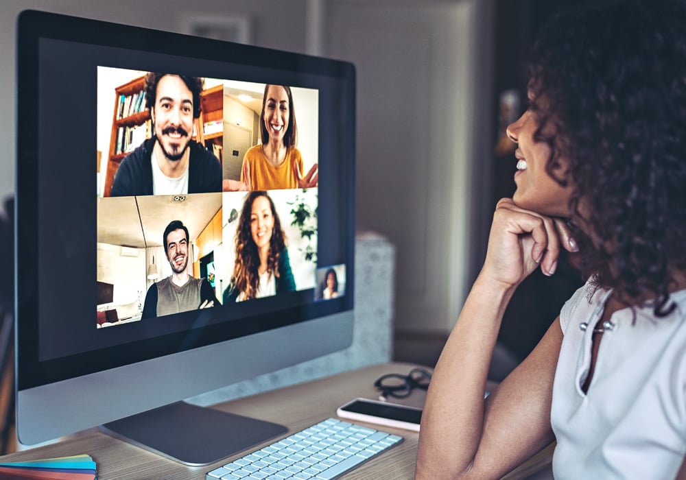 An HR professional talking to her client