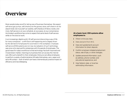 A page in the guide about employee self-service