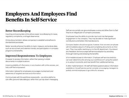 A fourth page in the guide about employee self-service