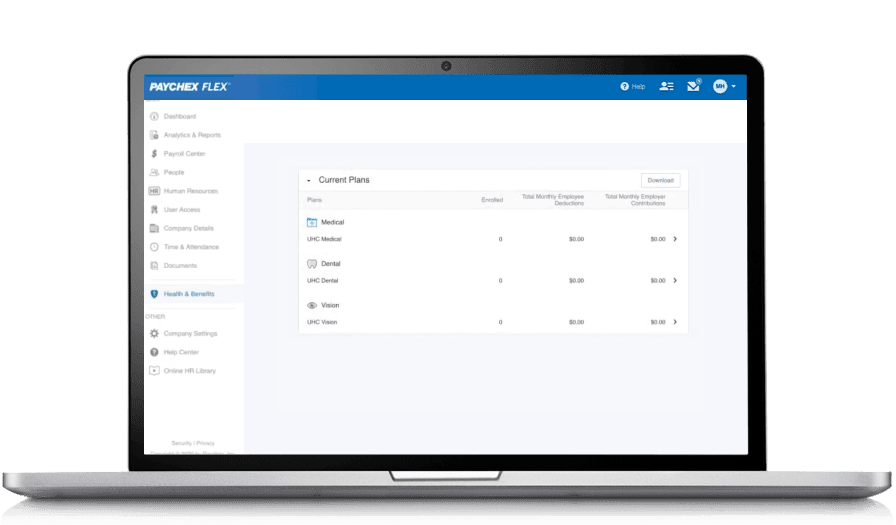 Employee health benefits with Paychex Flex