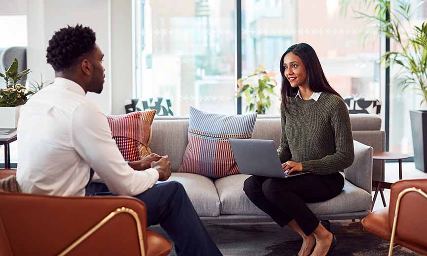 a hiring manager interviewing a job candidate