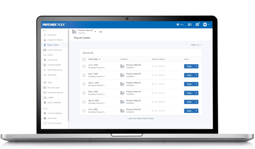 Running payroll on a laptop with Paychex Flex