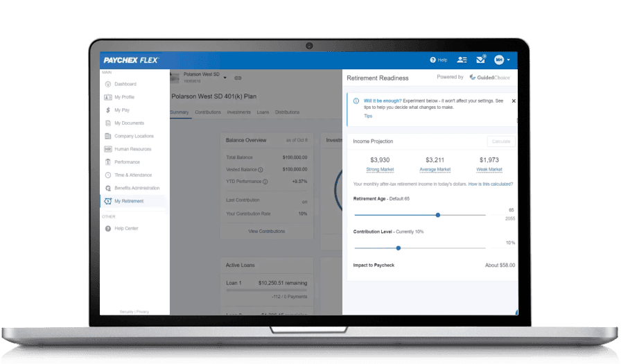 Retirement management with Paychex Flex
