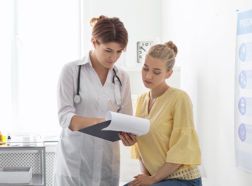 An employee visiting the doctors office