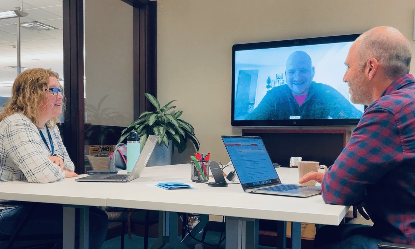 Nathan Shapiro (right) reflects on hiring and developing Abbie Nikolevski (left) and her leadership development along the way. 