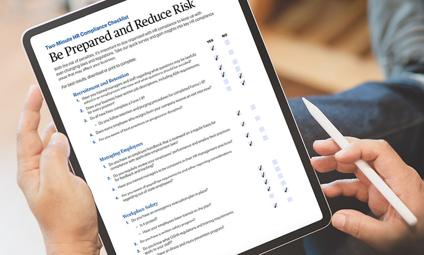 HR compliance checklist on a tablet