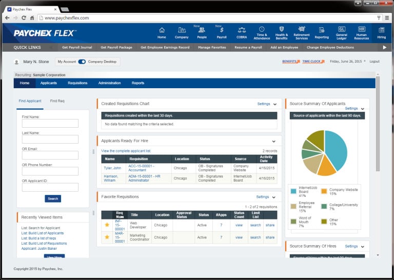 Screenshot of Paychex Flex Hiring