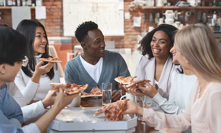 Employees enjoy the fringe benefit of a work party