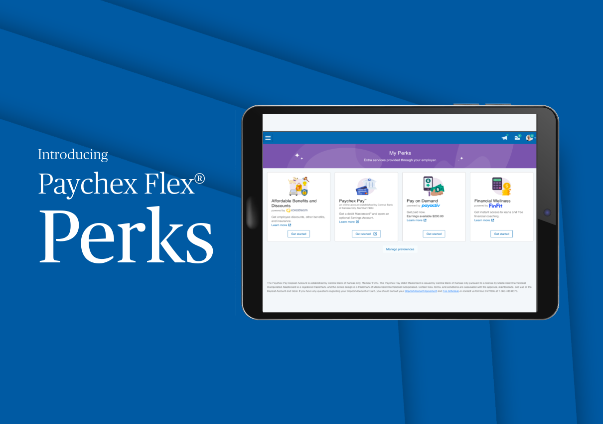 Tablet with Paychex Flex Perks