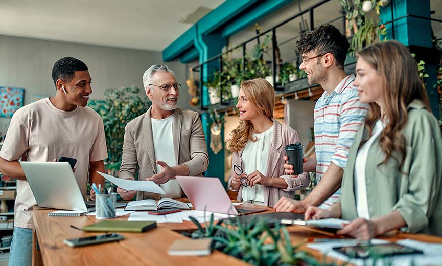 A team of multiple generations in the workplace