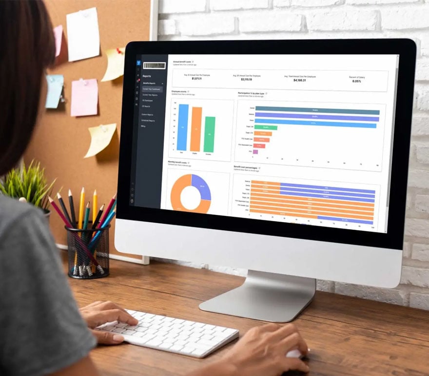 A business owner using Paychex to manage employee benefits