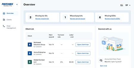 Screenshot of Paychex Partner Pro
