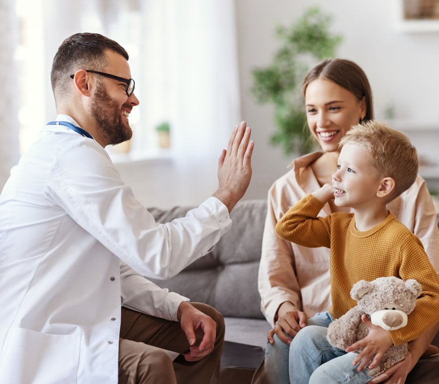 A family visiting the doctor