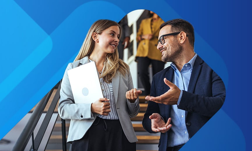 Colleagues discussing a new partnership