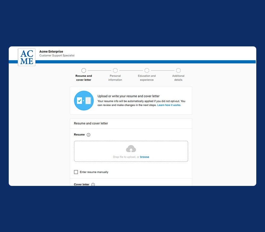 Candidates add resumes to Paychex Flex