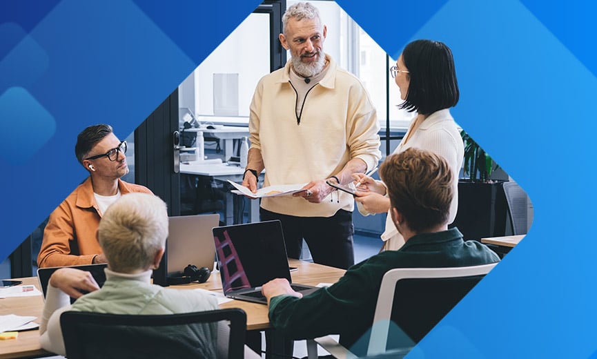 Business meeting with multiple employees