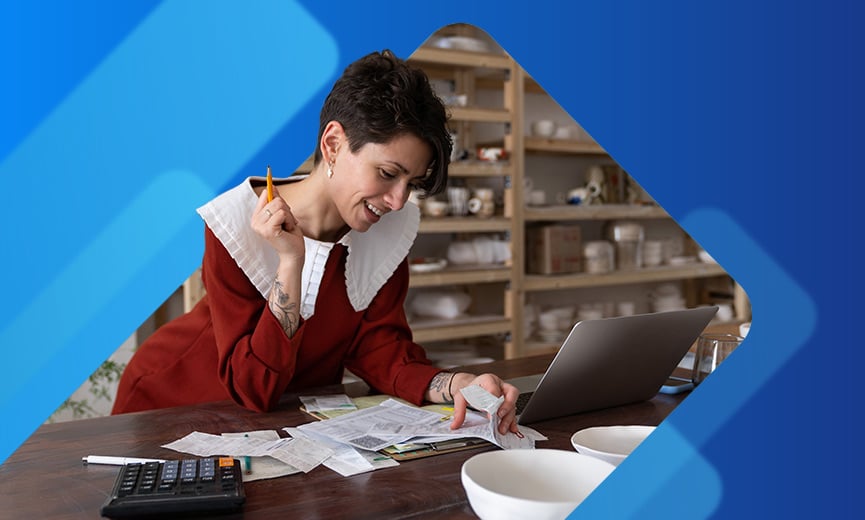 Small business owner doing some finances