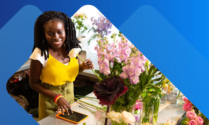 Woman working in flower shop