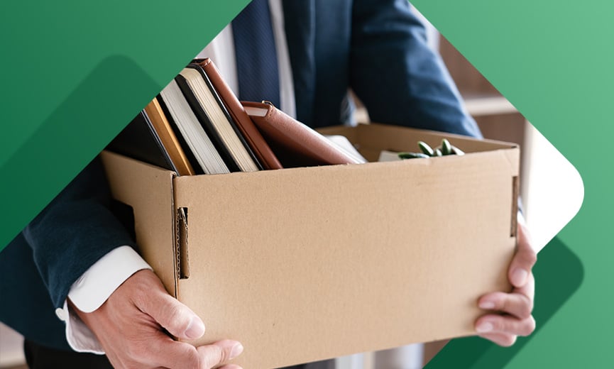 Employee packing up their things