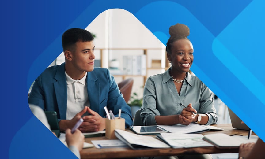 Happy employees in the workplace