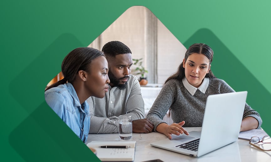 Young couple meeting with their financial advisor