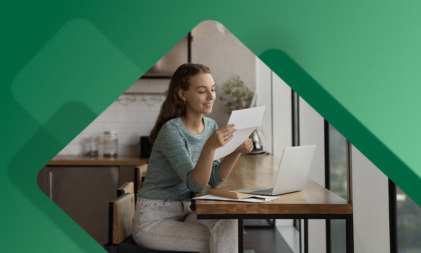 Woman reviewing salary offering