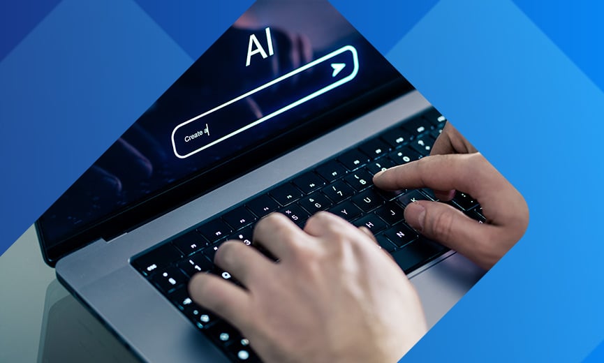 HR employee typing into a generative AI