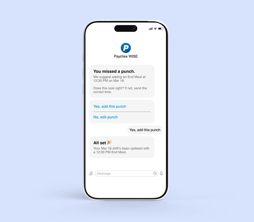 Paychex WISE helping fix a missed employee time punch