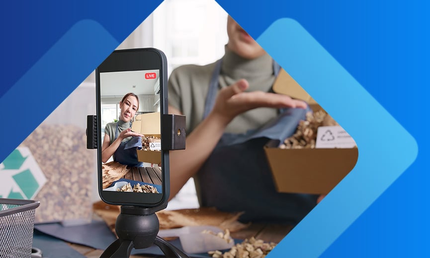 Small business owner filming a marketing video