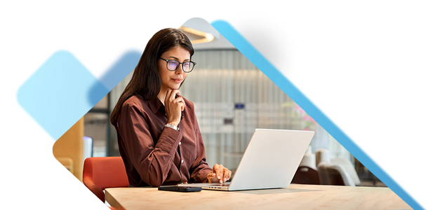 Business woman comparing HR software
