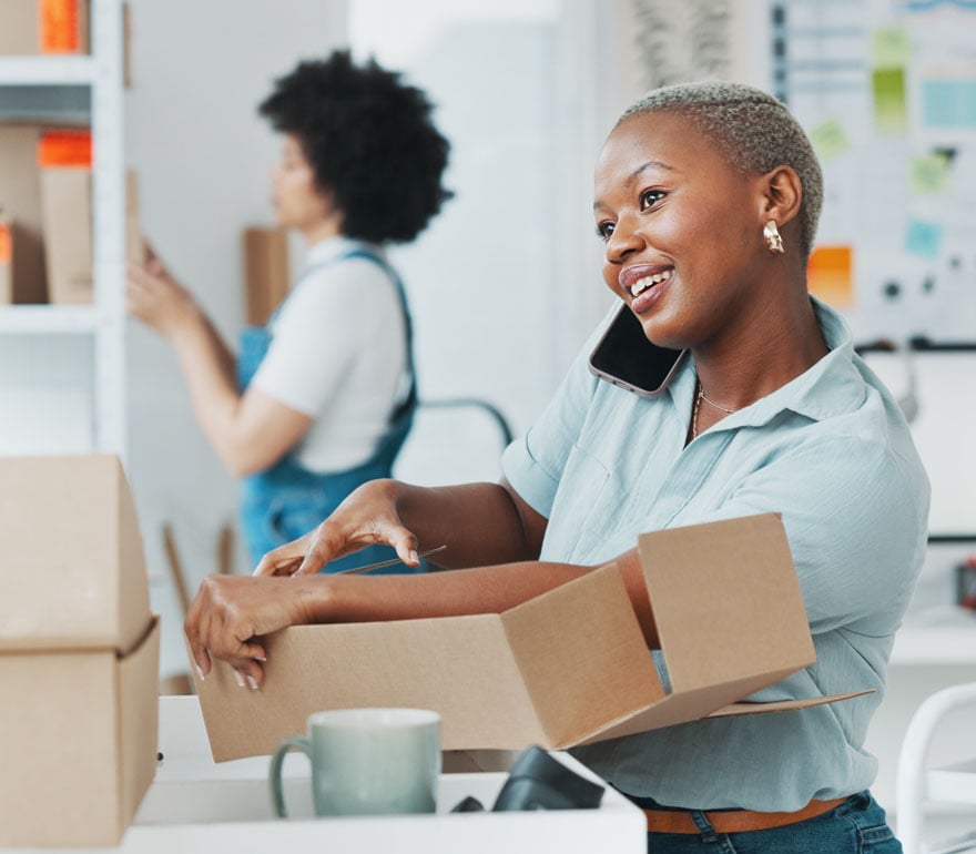 A happy employee at work