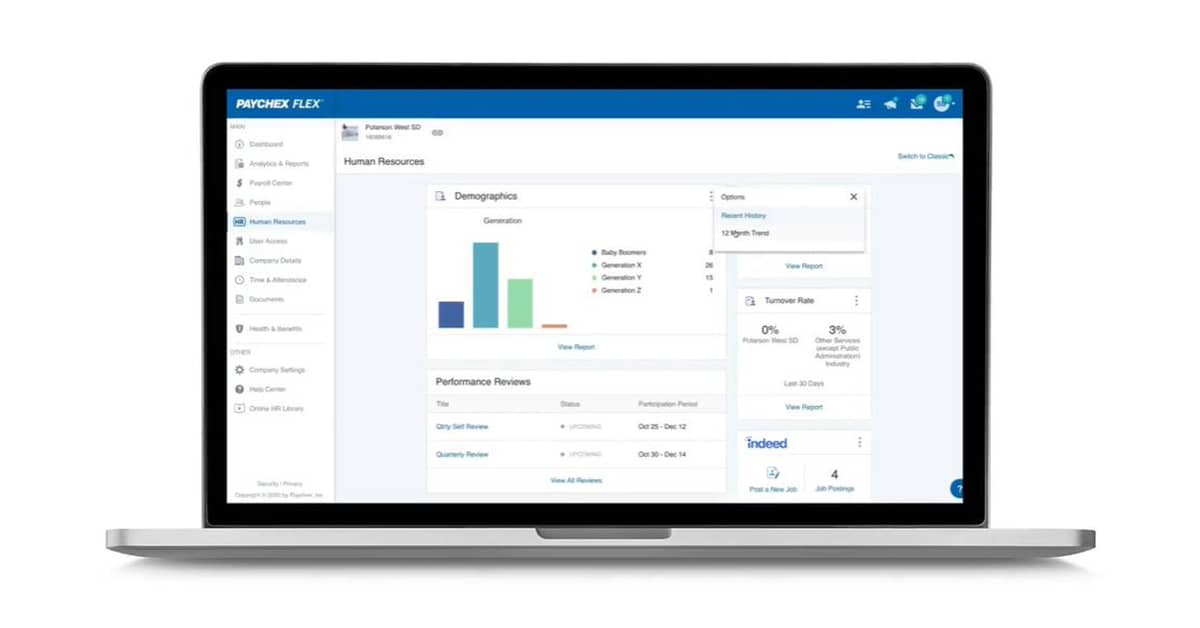 Paychex Flex is the company's flagship application for payroll, HR, benefits, and insurance.