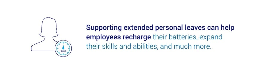 Supporting extended personal leaves can help employees recharge their batteries, expand their skills and abilities, and much more