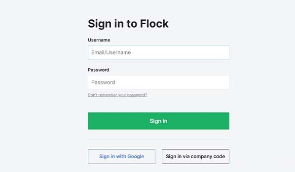 Flock Login Page