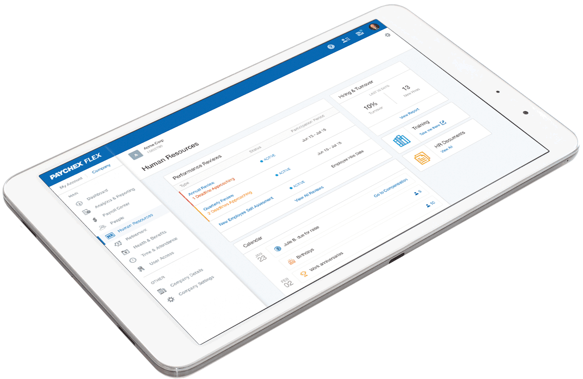 Paychex Flex HR dashboard