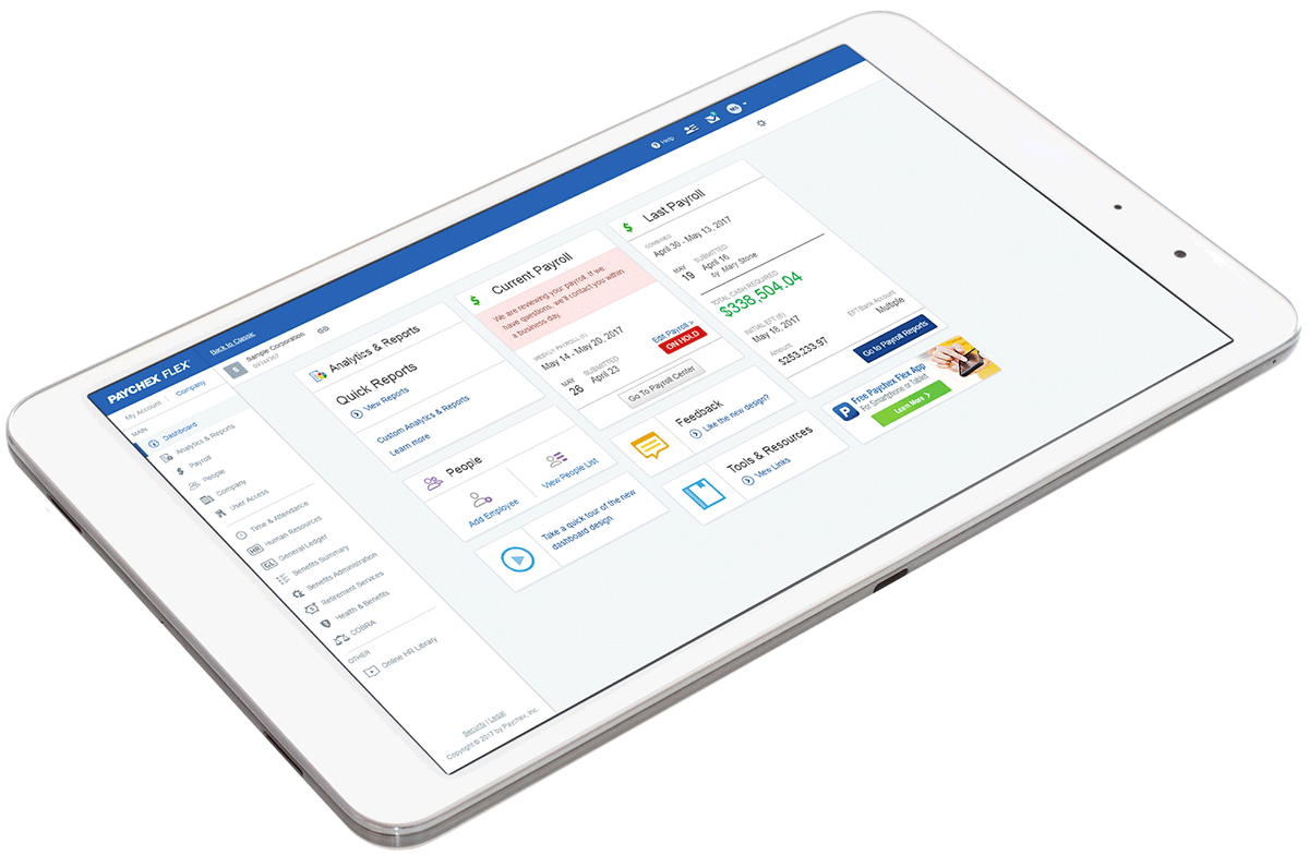 Paychex Flex on a tablet