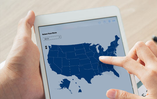 Using an interactive map to find specific state information