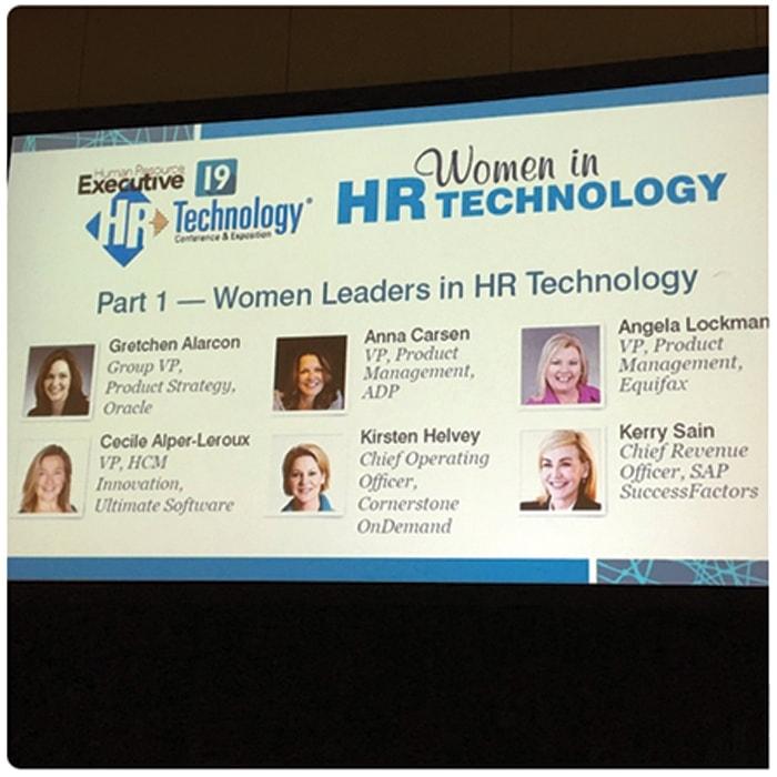 Women in leadership jobs in HR technology.