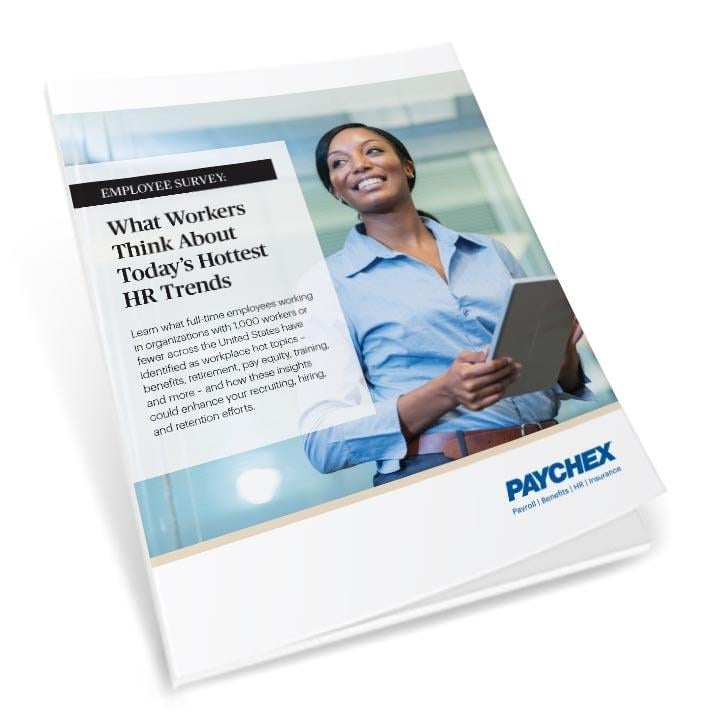 Cover of white paper with woman working on tablet. 