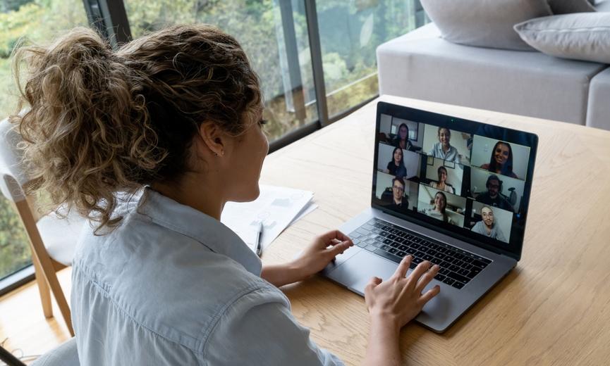 Remote employees collaborating on a video call