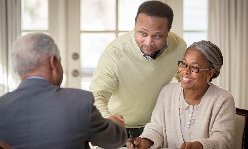 A couple gets information that will help them make a decision about a retirement plan .
