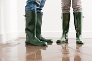 workers with boots in standing water