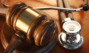 Gavel and stethoscope represents healthcare in the court system