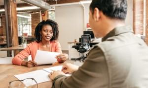 Manager interviewing candidate during hiring process